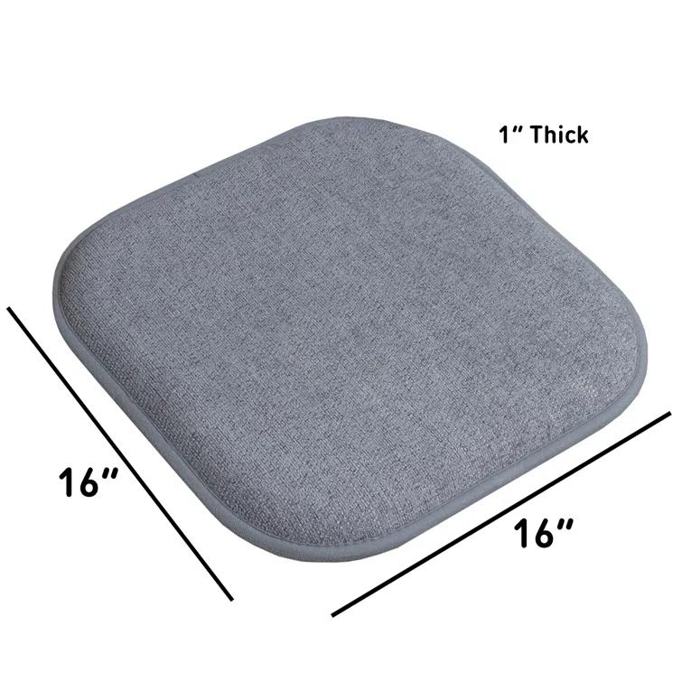 Alexis Memory Foam No Slip Back 16" x 16" Chair Pad Cushion