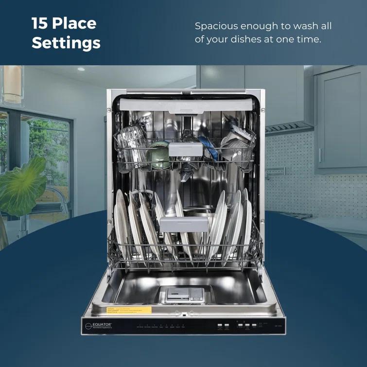 Equator 24 in Dishwasher Top Control 3 Rack 15 place 3.4g QUIET 51 dB 110V EStar