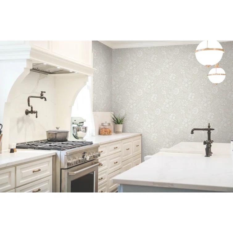 Modern Acanthus Peel + Stick Wallpaper by Erin & Ben Co. - Wicker