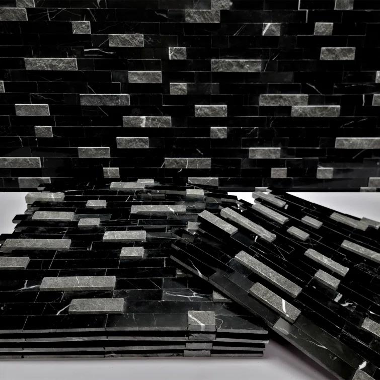 3D 11" x 12" Natural Stone Peel & Stick Mosaic Tile