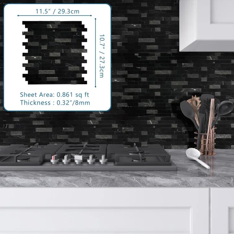3D 11" x 12" Natural Stone Peel & Stick Mosaic Tile