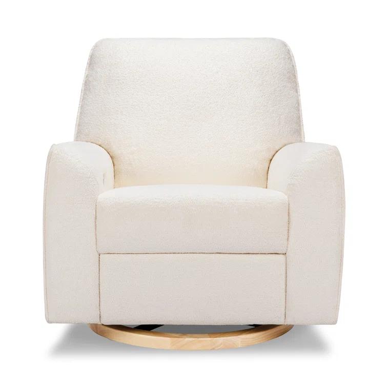 Babyletto Sunday Performance Chantilly Fleece Nursery Power Glider Recliner Chair with Light Wood Base