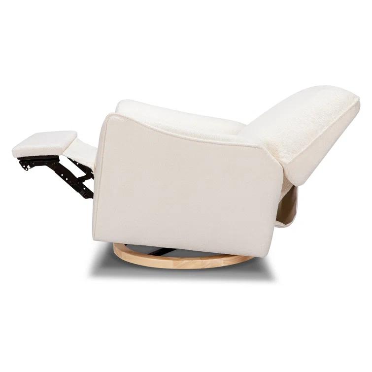 Babyletto Sunday Performance Chantilly Fleece Nursery Power Glider Recliner Chair with Light Wood Base