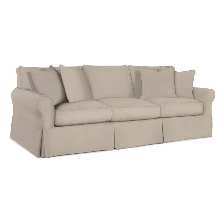 Eggshell Crypton Performance Fabric Slipcovered Sofa with Flared Arms