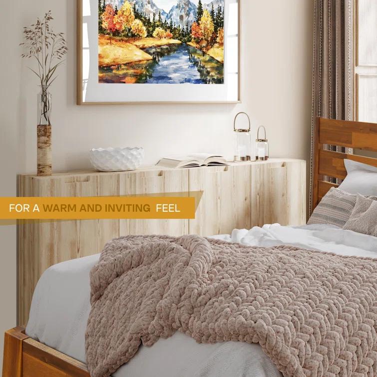 Acacia Premium Emery Solid Wood Platform Bed Frame with Headboard, King size Bed Frame and Headboard, Noise-Free, No Box Spring Needed