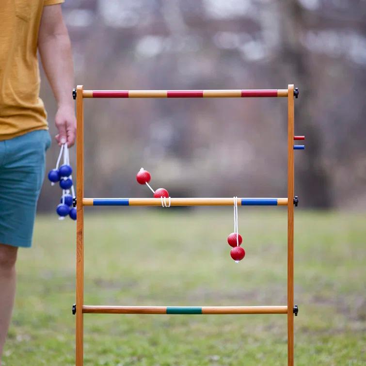 Yard Games Solid + Manufactured Wood Water Resistant Ladder Ball with Carrying Case