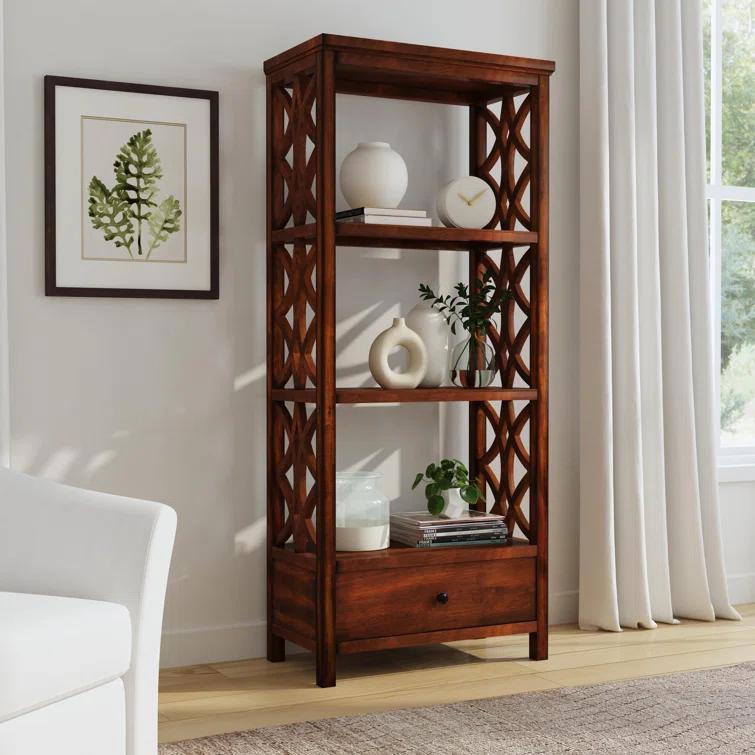 Lorena 30"W 3- Tier Etagere Bookcase with Storage Drawer