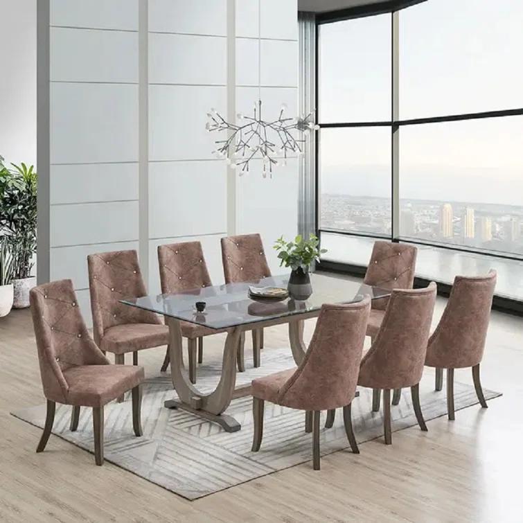 Rosdorf Park Jeaz Crystal-Tufted Upholstered Fabric Dining Room Chairs, Set of 2 (Set of 2)