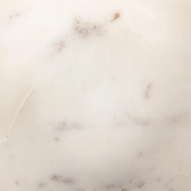 Honed White Marble Decorative Bowl with Auburn Mango Stand