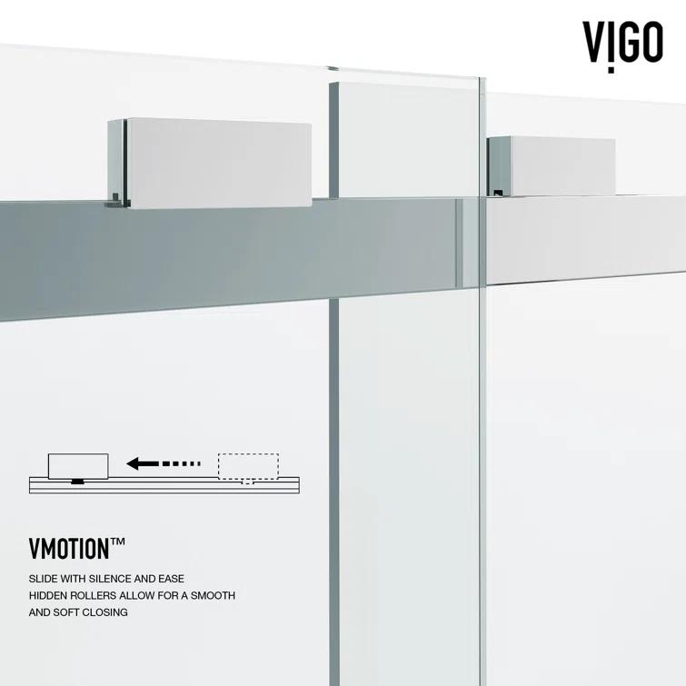 Houston 56-60" W x 76" H Sliding Frameless Shower Door with 3/8" Clear Glass