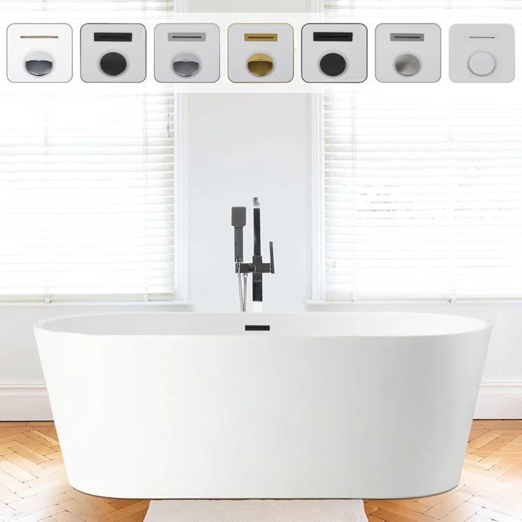 Iris 59" x 30" Freestanding Soaking Acrylic Bathtub