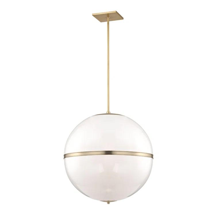 Aurora Aged Brass 4-Light Chandelier with Crystal Glass Shade