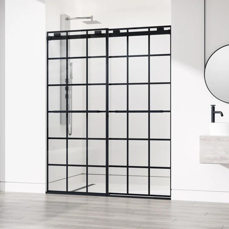 Houston 56-60" W x 76" H Double Sliding Frameless Shower Door with 3/8" Grid Clear Glass