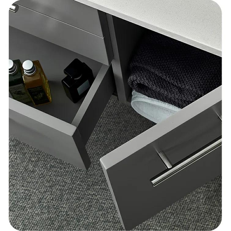 Fresca Lucera 60" Wall Mount Double Undermount Sink Bathroom Vanity Base Only (Top & Sink Not Included)