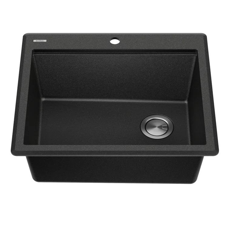 KRAUS Bellucci Granite Composite Workstation Drop-In Top Mount Single Bowl Kitchen Sink with Accessories