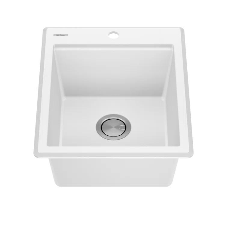 KRAUS Bellucci 28” Granite Workstation Drop In Top Mount Single Bowl Kitchen Sink with Accessories