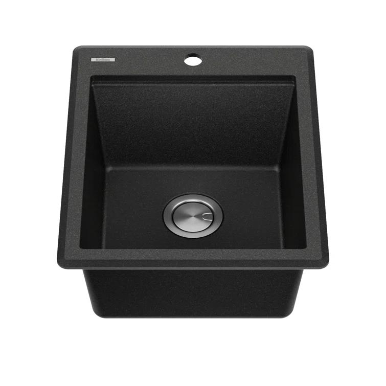 KRAUS Bellucci Granite Composite Workstation Drop-In Top Mount Single Bowl Kitchen Sink with Accessories