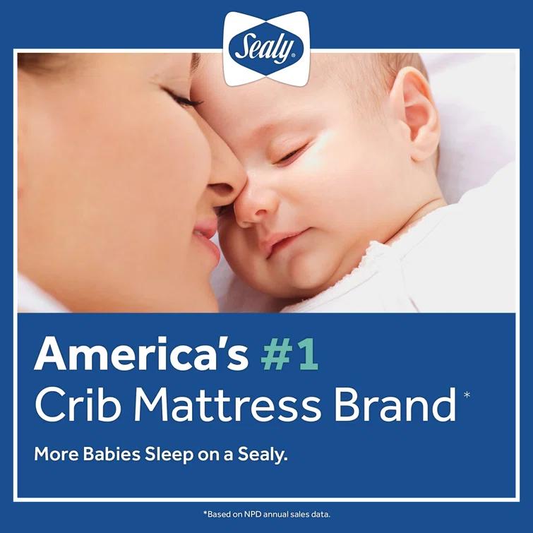 Sealy Baby Premium Firm Hypoallergenic Baby Crib Mattress & Toddler Bed Mattress, Waterproof Baby Mattress, 150 Coils, Air Quality Certified, 52"x28"