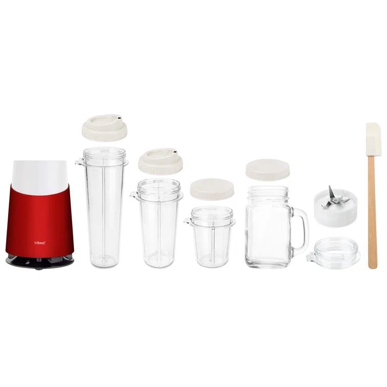 Tribest Personal Blender II Mason Jar Ready (Basic 12-Piece Set) – Red