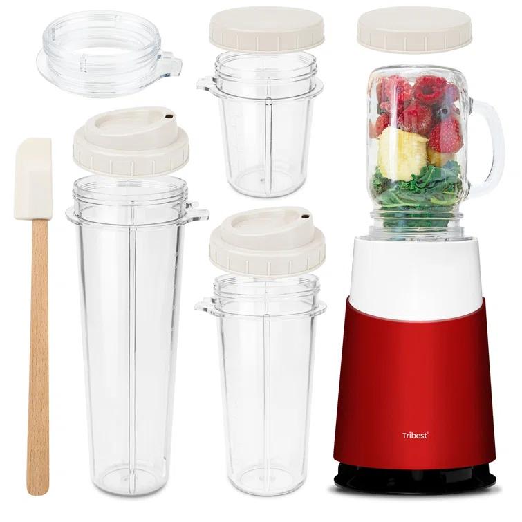 Tribest Personal Blender II Mason Jar Ready (Basic 12-Piece Set) – Red