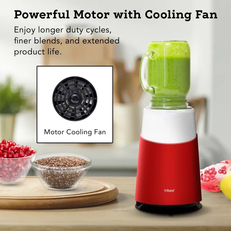 Tribest Personal Blender II Mason Jar Ready (Basic 12-Piece Set) – Red