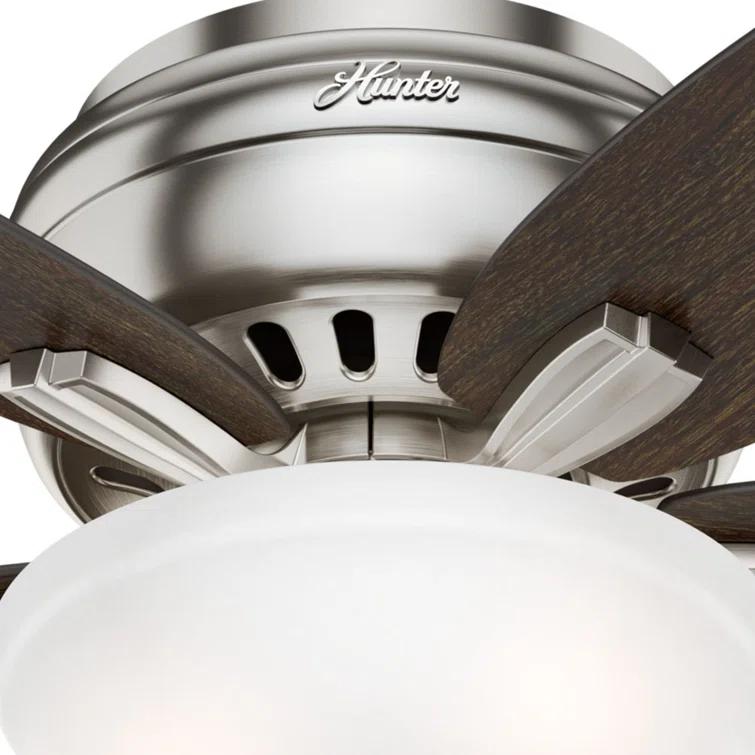 Newsome 42" 5 - Blade Traditional Flush Mount Indoor Ceiling Fan with Lights and Pull Chains
