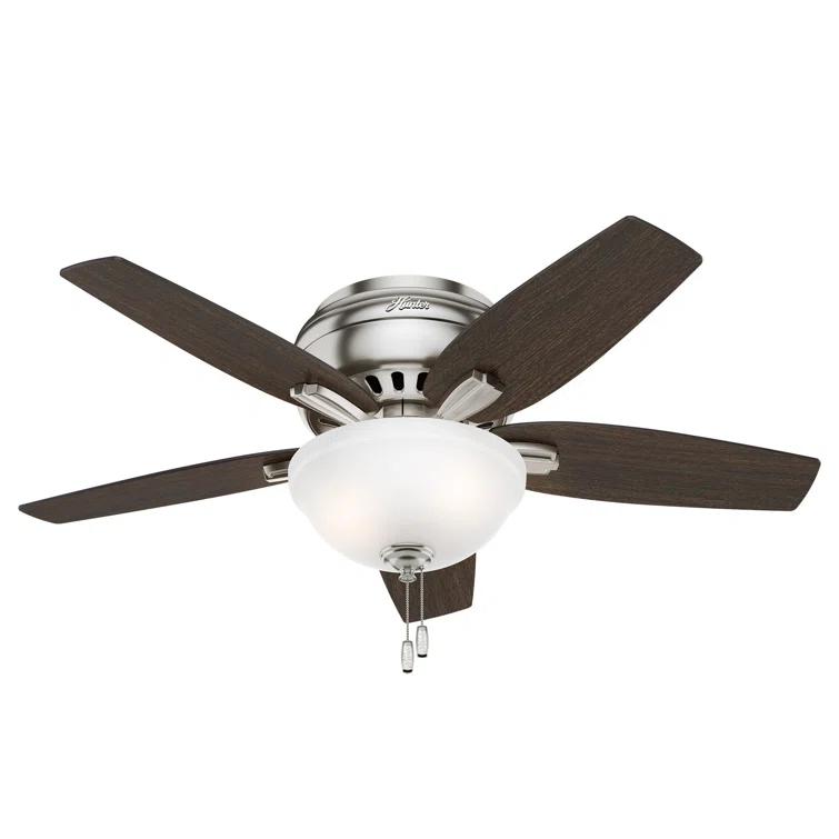Newsome 42" 5 - Blade Traditional Flush Mount Indoor Ceiling Fan with Lights and Pull Chains