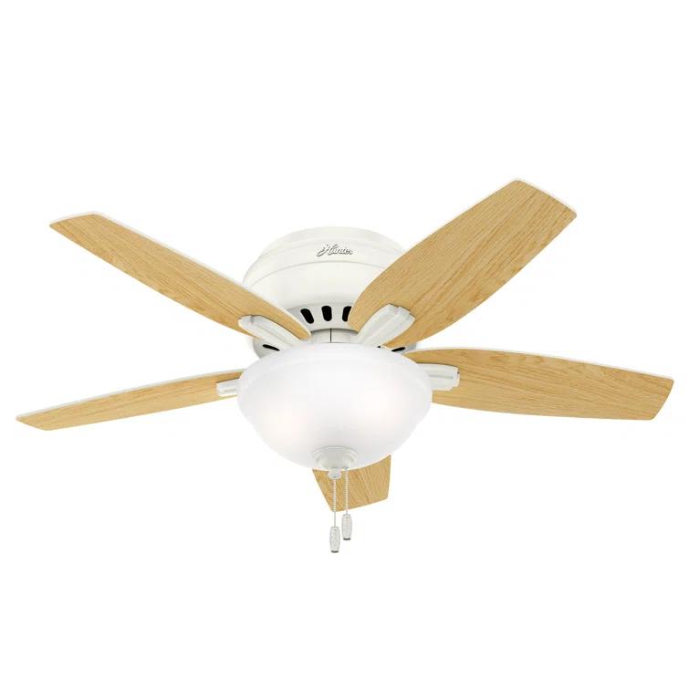 Newsome 42" 5 - Blade Traditional Flush Mount Indoor Ceiling Fan with Lights and Pull Chains