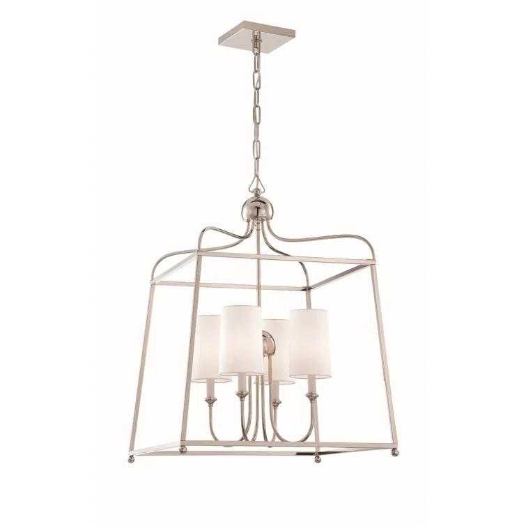 Four Light Chandelier With Linen Fabric Shades In Traditional Style 21.5 Inches Wide By 29.75 Inches High     -Traditional Installation Crystorama