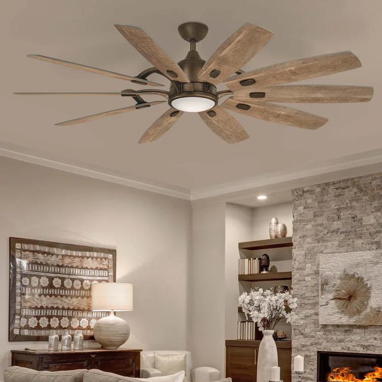 65" Barn 10 - Blade LED Smart Standard Ceiling Fan with Remote Control and Light Kit Included