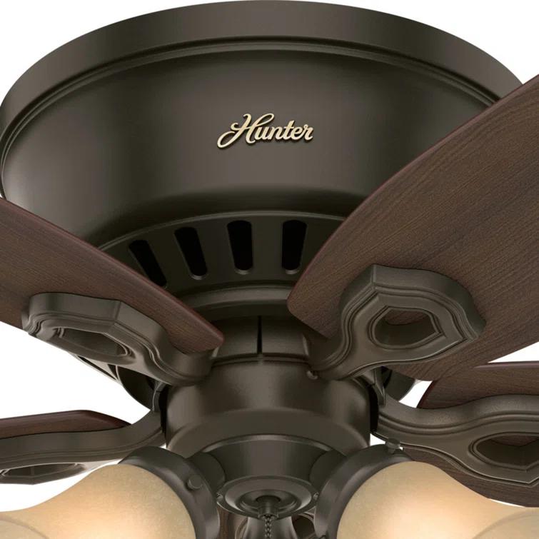 Hunter Fan 42" Builder Low Profile 5 - Blade Flush Mount Ceiling Fan with Pull Chain and Light Kit Included