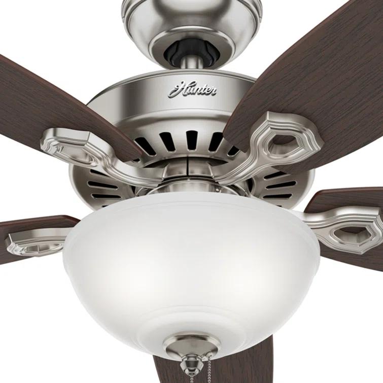 52" Builder Deluxe 5 - Blade Standard Ceiling Fan with Pull Chain and Light Kit Included