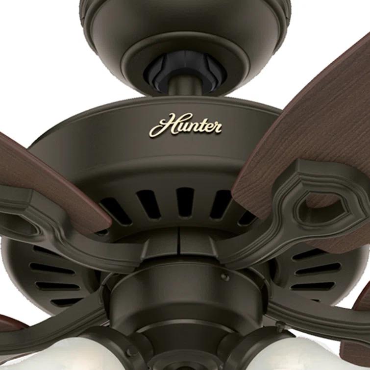 Hunter Fan Builder Plus 52" 5 - Blade Standard Ceiling Fan with Pull Chain and Light Kit Included
