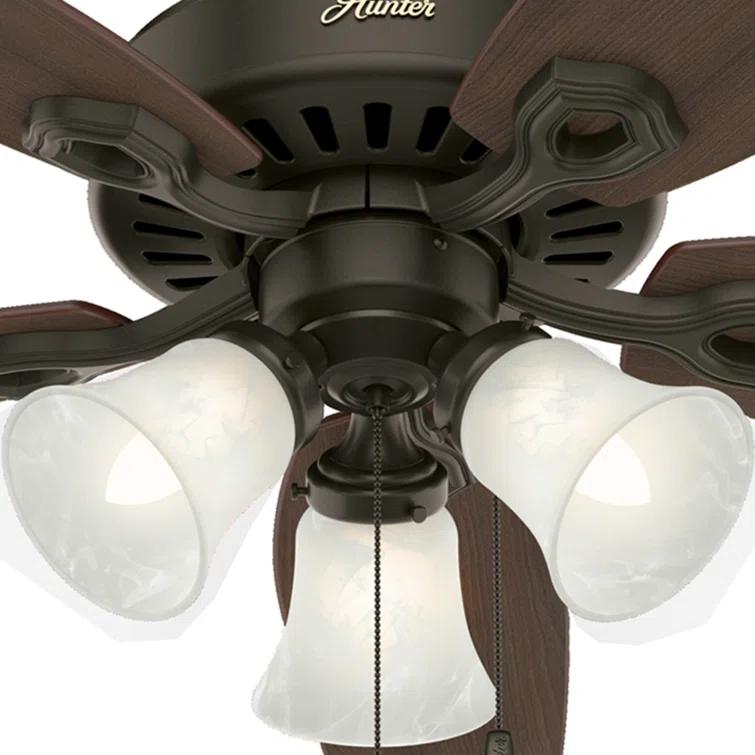 Hunter Fan Builder Plus 52" 5 - Blade Standard Ceiling Fan with Pull Chain and Light Kit Included
