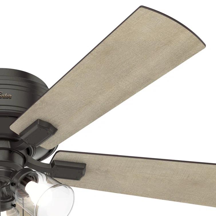 52" Crestfield 5 - Blade Flush Mount Ceiling Fan with Lights and Pull Chains