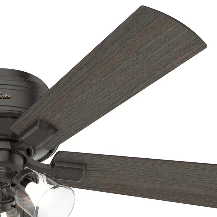 52" Crestfield 5 - Blade Flush Mount Ceiling Fan with Lights and Pull Chains