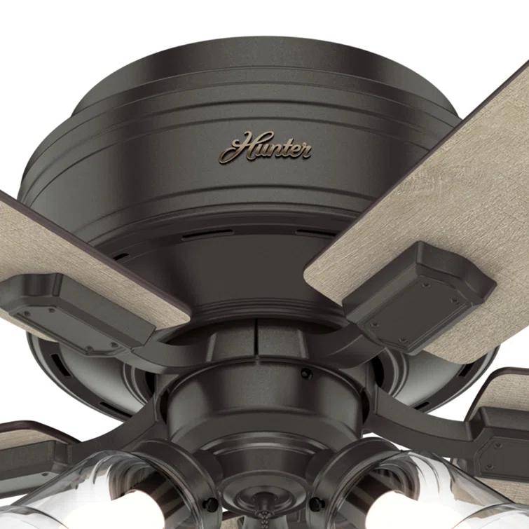 52" Crestfield 5 - Blade Flush Mount Ceiling Fan with Lights and Pull Chains