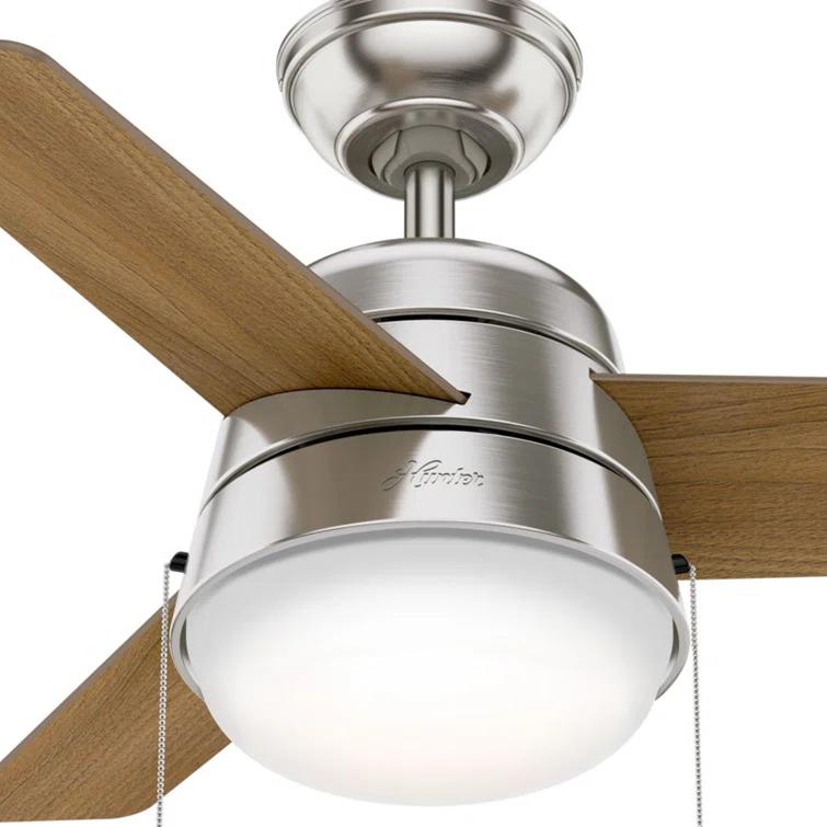 Aker 36" 3 - Blade Standard Ceiling Fan with Lights and Pull Chains