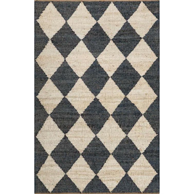 Godelinde Diamond Checkerboard Jute Area Rug