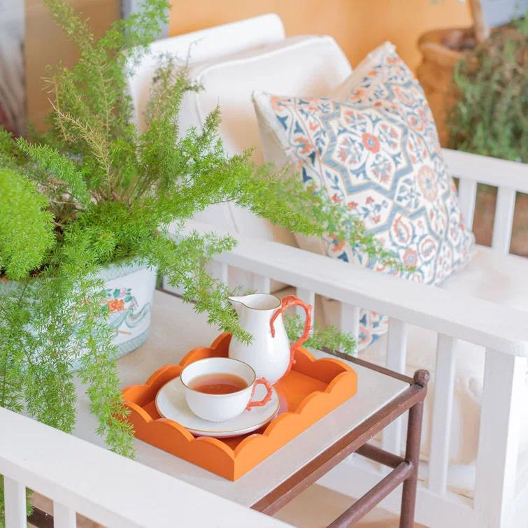 Addison Ross Small Lacquered Scalloped Tray | Wayfair