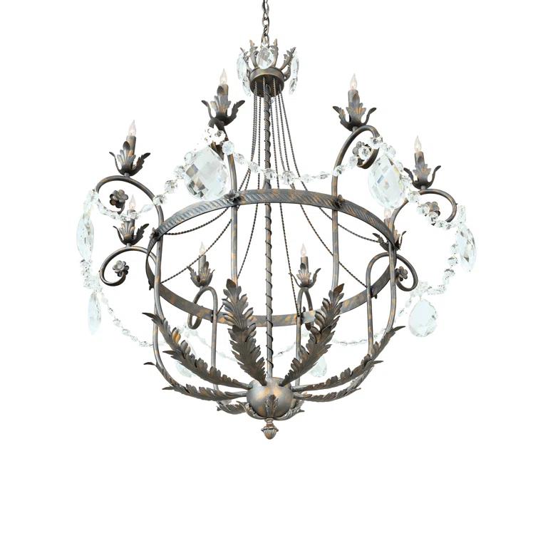 Antonia 8-Light Crystal Bronze Chandelier with Gold Accents