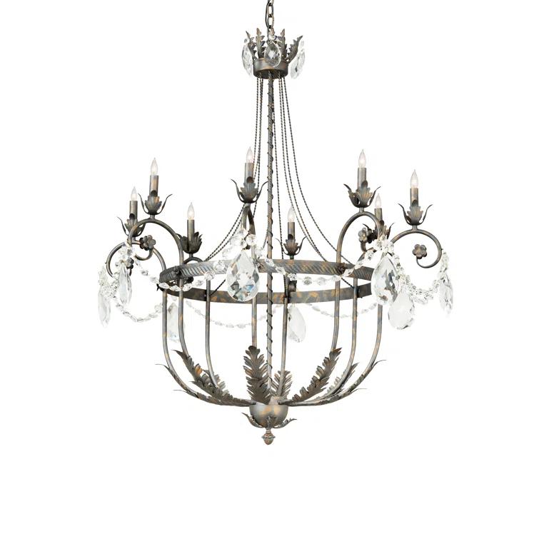 Antonia 8-Light Crystal Bronze Chandelier with Gold Accents