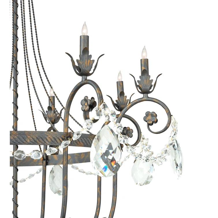 Antonia 8-Light Crystal Bronze Chandelier with Gold Accents