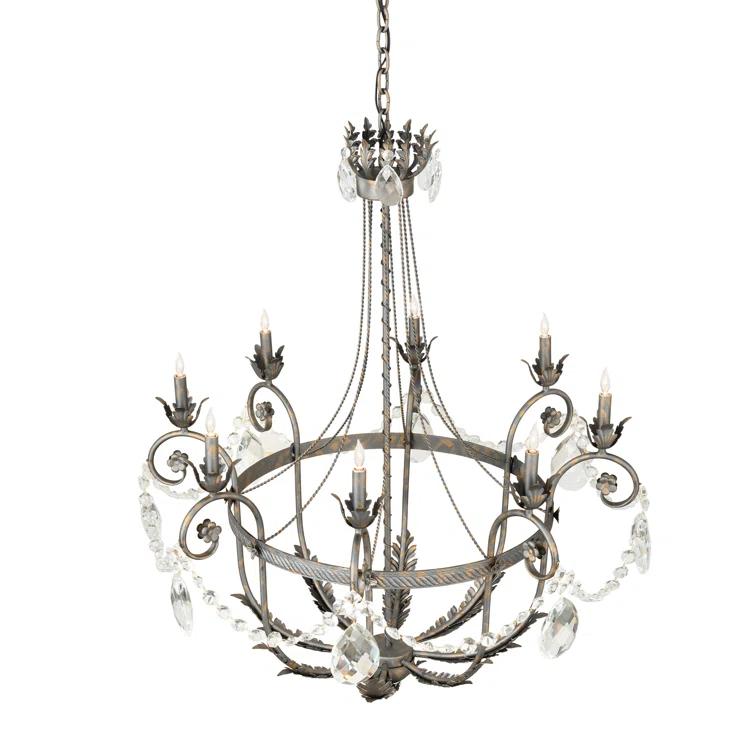 Antonia 8-Light Crystal Bronze Chandelier with Gold Accents