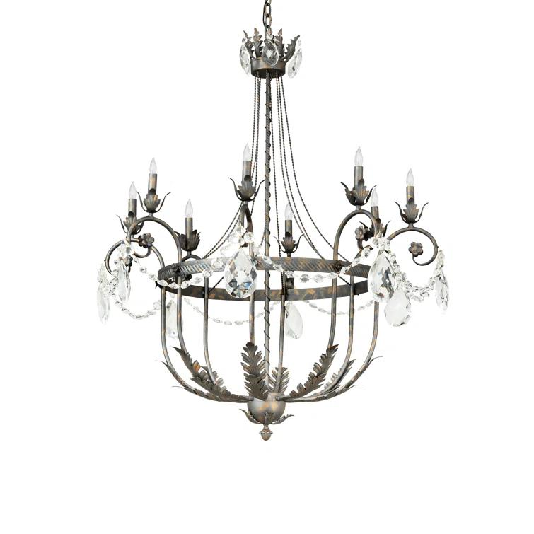 Antonia 8-Light Crystal Bronze Chandelier with Gold Accents