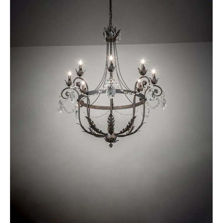 Antonia 8-Light Crystal Bronze Chandelier with Gold Accents