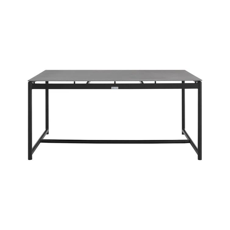 Campblin Outdoor Dining Table in Aluminum and Teak with Stone Top