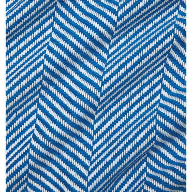 Nantucket Morning Herringbone Cotton Throw with Twisted Fringe - Ocean