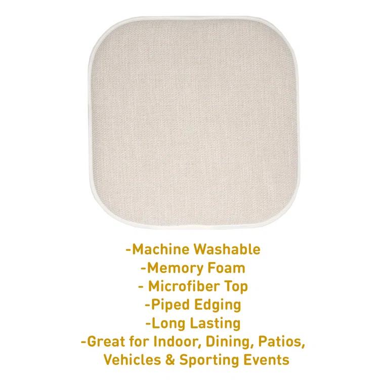 Alexis Memory Foam No Slip Back 16" x 16" Chair Pad Cushion