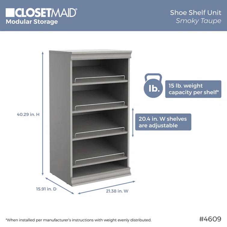 Modular Storage 21.38" W Shoe Shelf Unit with 4 Shelves